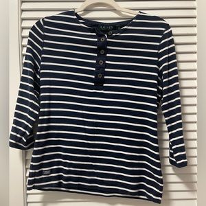 Ralph Lauren Classic Striped 3/4 Sleeve Top